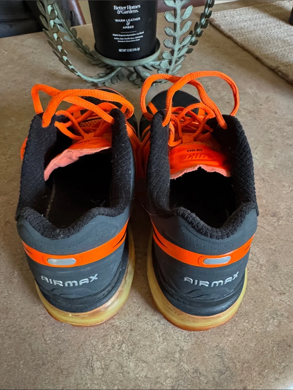 Black & Orange Air Max Athletic Shoes with Air Sole